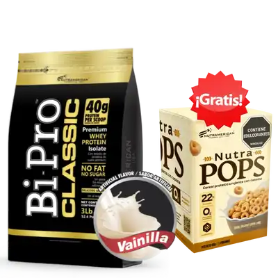bipro classic vainilla 3lb gratis nutra pops caja