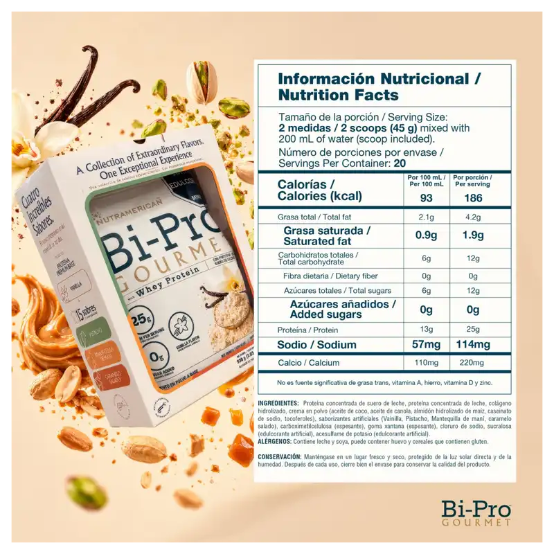tabla nutricional de BIPRO GOURMET
