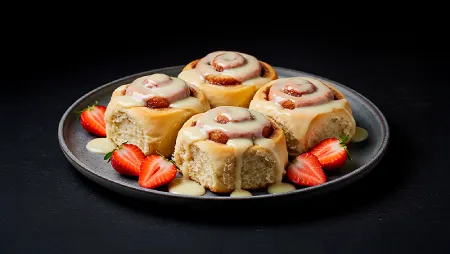 Cinnamon Rolls bañados en salsa de proteína