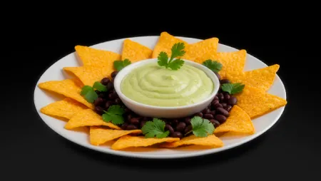 Nachos con aguacate, BiPro y frijoles